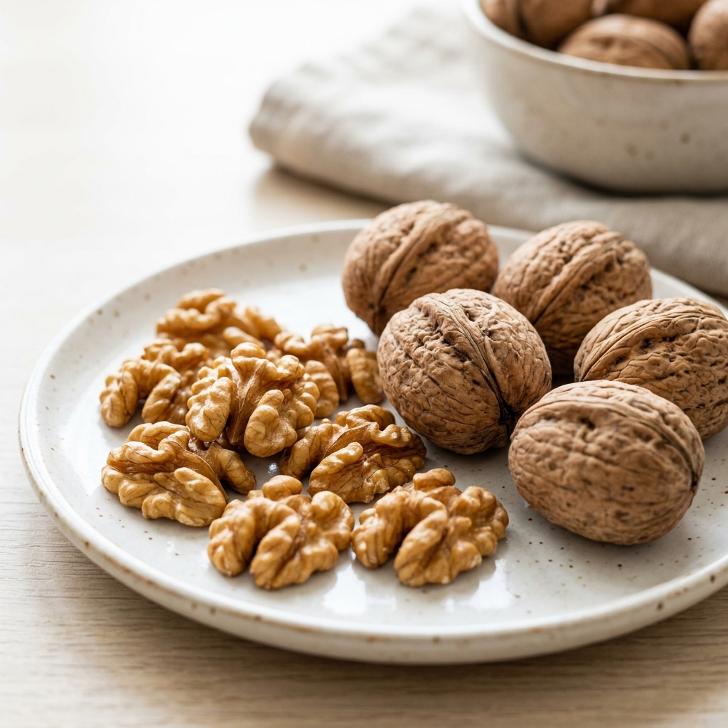 Gilgit Walnuts in shells and halved kernels